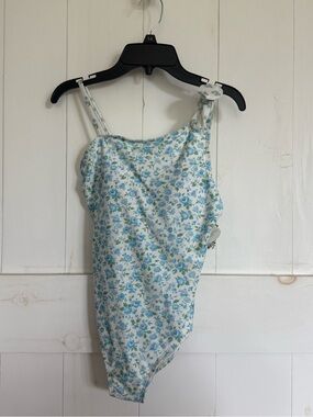 Chelsea & Violet White and Light Blue Floral One-Piece Swimsuit